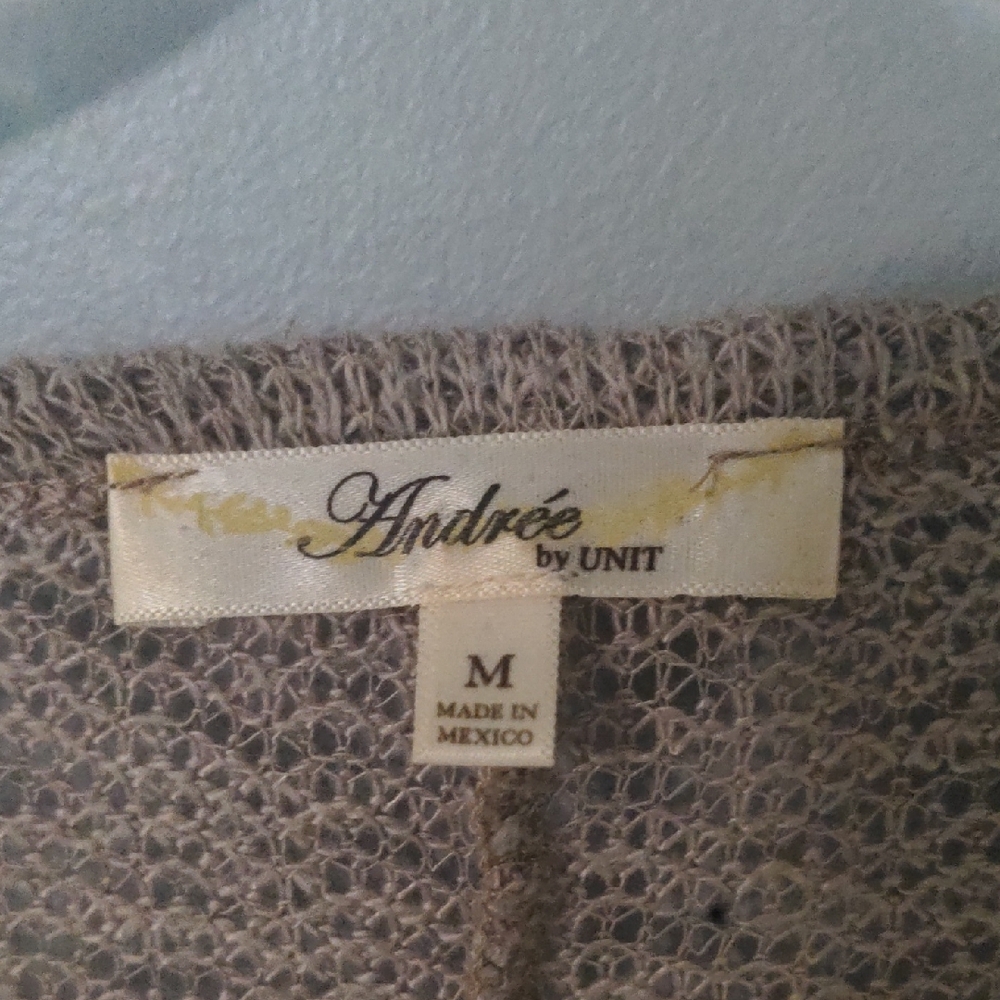 GUC✨ ANDREE BY UNIT women's medium oatmeal gauzy semi-sheer sweater - Picture 12 of 13